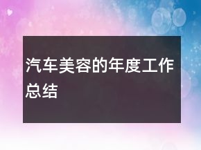 汽车美容的年度工作总结