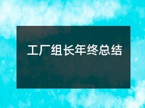 工厂组长年终总结