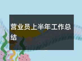 营业员上半年工作总结