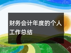 财务会计年度的个人工作总结