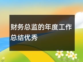 财务总监的年度工作总结优秀