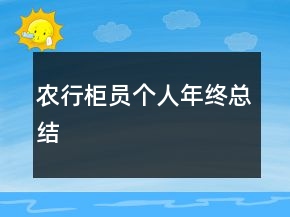 农行柜员个人年终总结