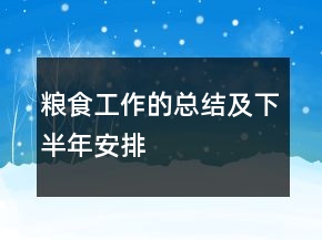 粮食工作的总结及下半年安排