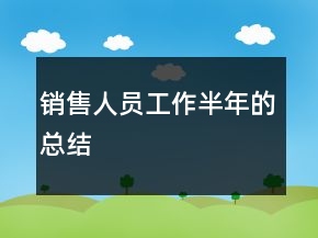 销售人员工作半年的总结