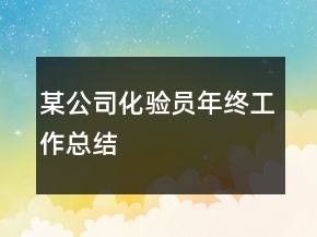 某公司化验员年终工作总结