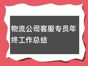 物流公司客服专员年终工作总结