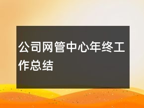 公司网管中心年终工作总结