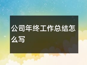公司年终工作总结怎么写