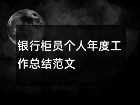 银行柜员个人年度工作总结范文
