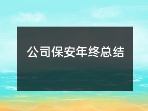 公司保安年终总结