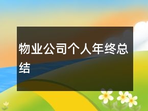 物业公司个人年终总结