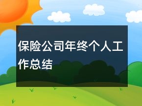 保险公司年终个人工作总结