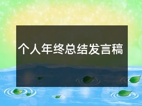 个人年终总结发言稿