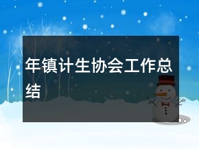 年镇计生协会工作总结