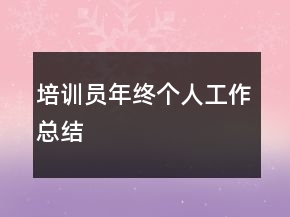 培训员年终个人工作总结