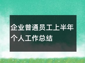 企业普通员工上半年个人工作总结