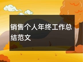 销售个人年终工作总结范文