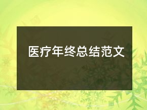 医疗年终总结范文