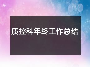 质控科年终工作总结