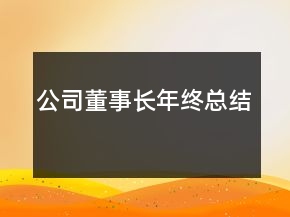 公司董事长年终总结