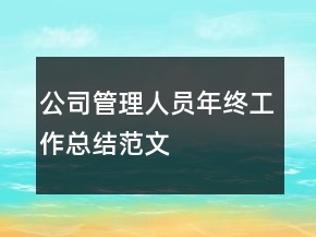 公司管理人员年终工作总结范文