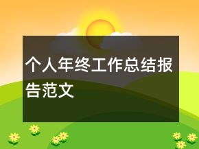 个人年终工作总结报告范文