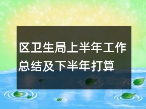 区卫生局上半年工作总结及下半年打算