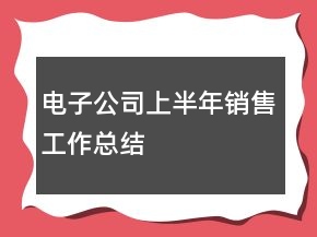 电子公司上半年销售工作总结