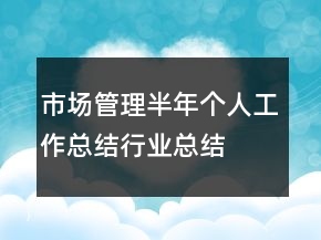 市场管理半年个人工作总结行业总结