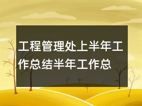 工程管理处上半年工作总结半年工作总结