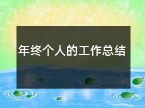 年终个人的工作总结