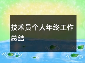 技术员个人年终工作总结