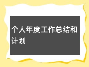 个人年度工作总结和计划