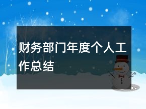 财务部门年度个人工作总结