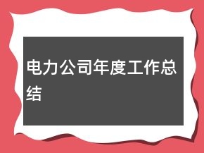 电力公司年度工作总结