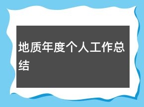 地质年度个人工作总结