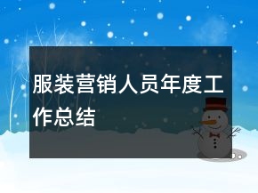 服装营销人员年度工作总结