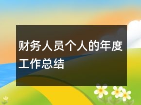 财务人员个人的年度工作总结