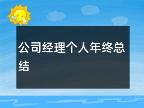 公司经理个人年终总结