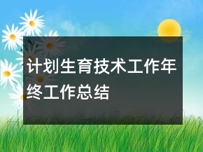 计划生育技术工作年终工作总结
