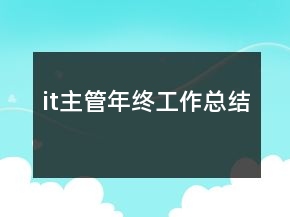 it主管年终工作总结