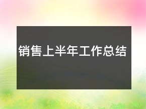 销售上半年工作总结