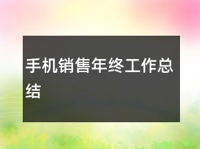 手机销售年终工作总结