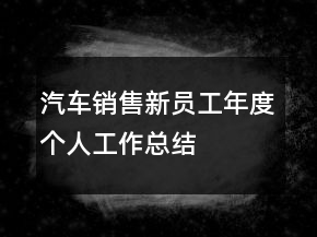 汽车销售新员工年度个人工作总结