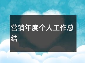营销年度个人工作总结