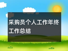 采购员个人工作年终工作总结