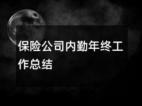 保险公司内勤年终工作总结