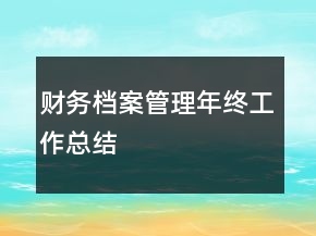 财务档案管理年终工作总结