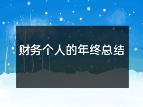 财务个人的年终总结