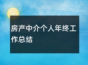 房产中介个人年终工作总结